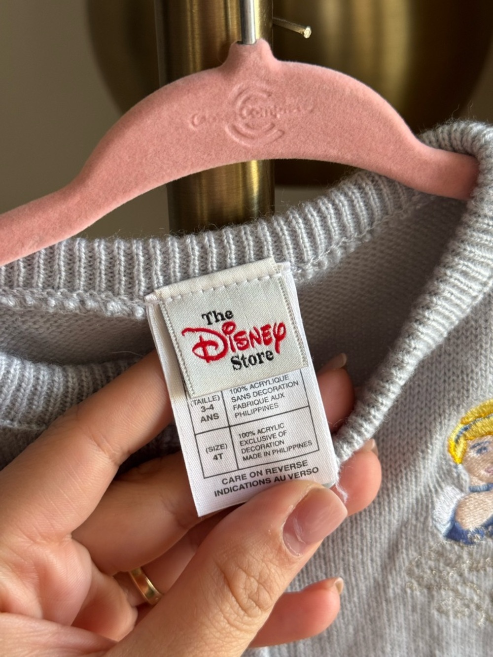 Disney Light Blue Cinderella Embroidered Girls Cardigan Sweater | 4T - Picture 4 of 7